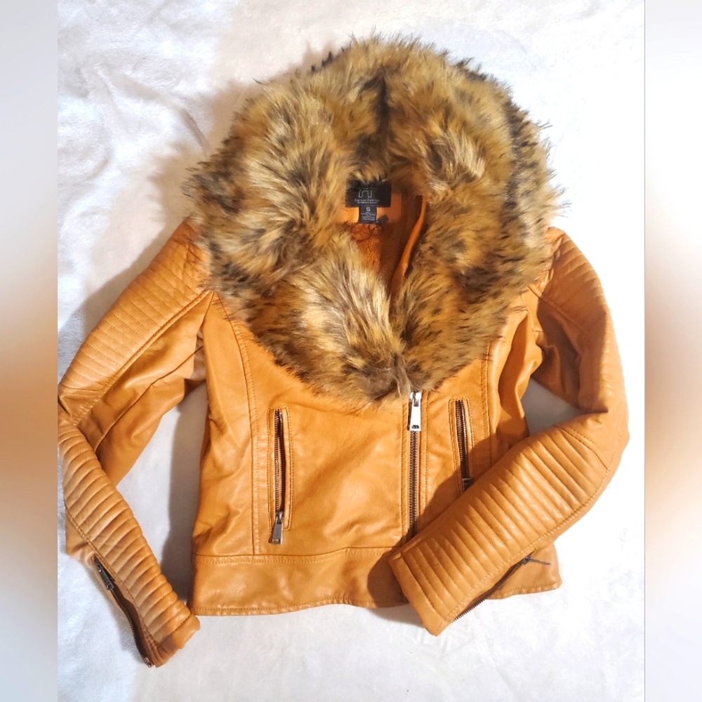 RF Faux Leather & Fur Biker Jacket